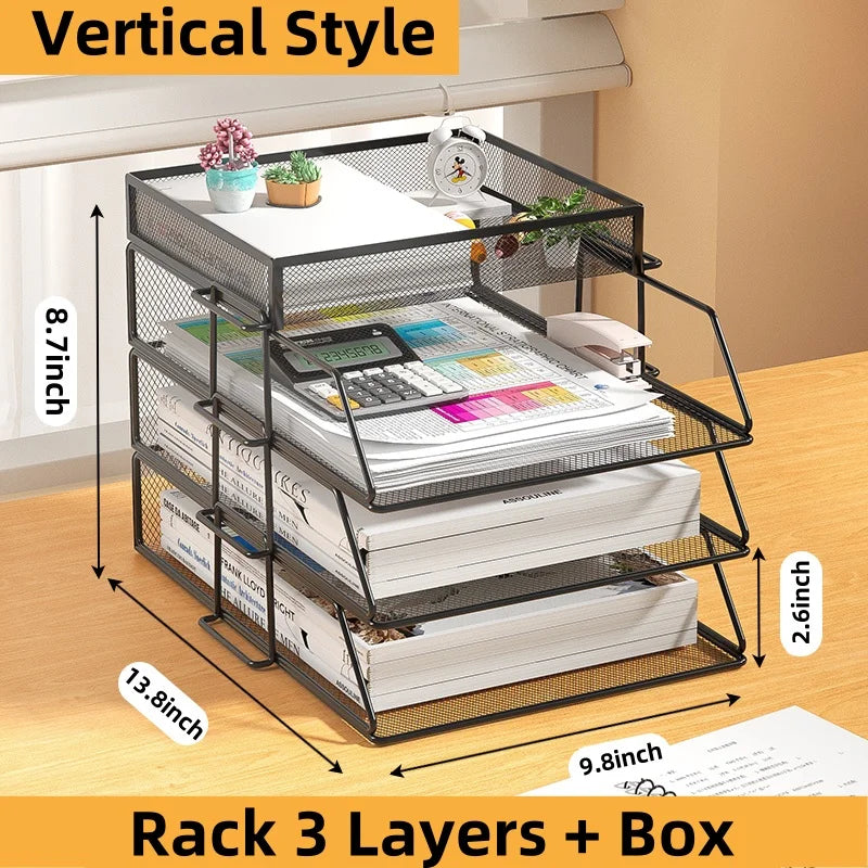 A4 Desk Organizer – Metal Wire Mesh Document Tray for Files, Letters, Books & Brochures