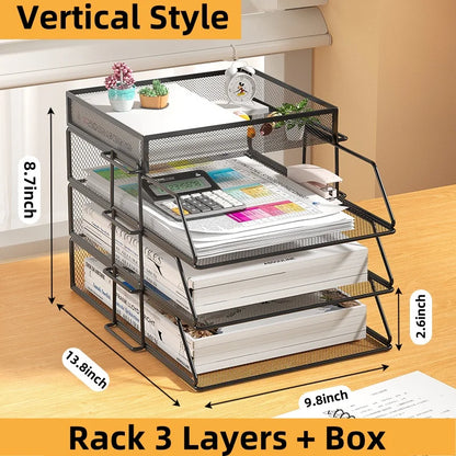 A4 Desk Organizer – Metal Wire Mesh Document Tray for Files, Letters, Books & Brochures