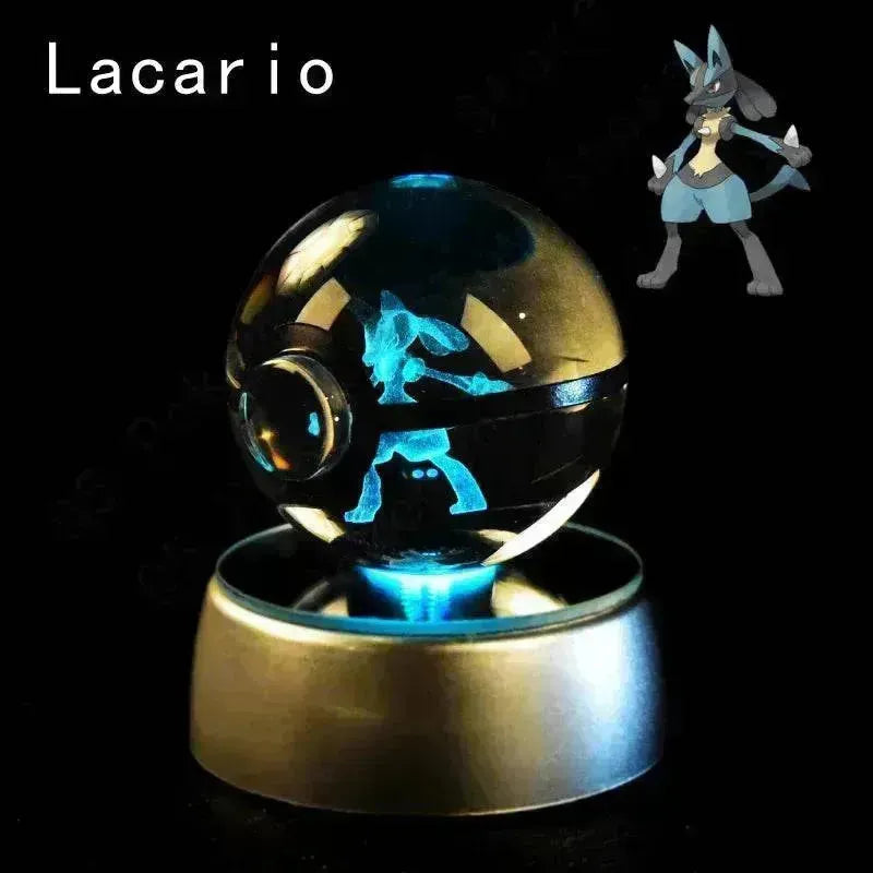 3D Pokemon Crystal Ball 5CM Mewtwo Pikachu Gengar Crystal Glass Pokemon Ball Pokeball Figure Night Light LED Lamp Base Gift - 29 Jigglypuff / 5CM - Otarealm