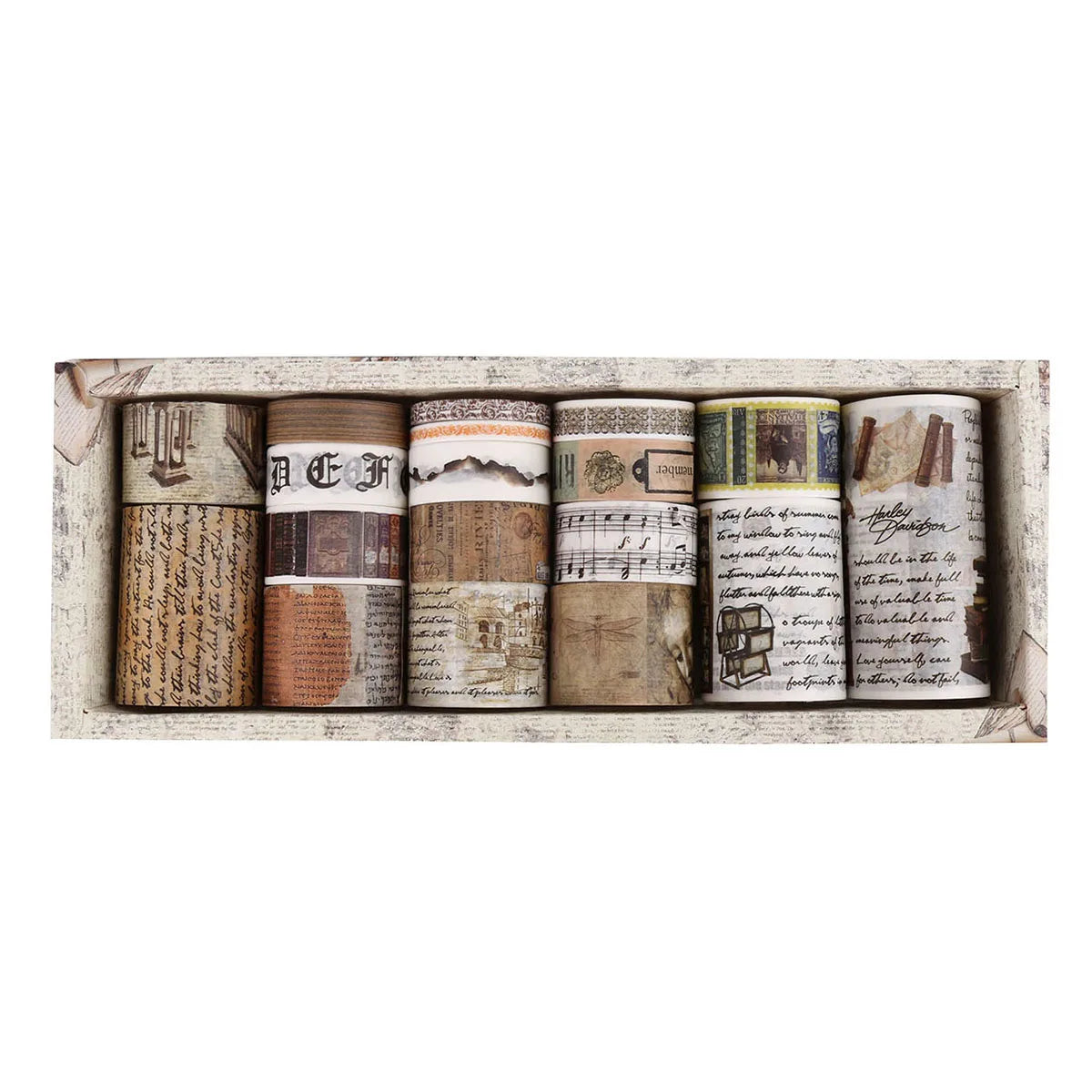 Retro Washi Tape Set – 18 to 24 Rolls per Box for DIY Crafts, Journals & Gift Wrapping