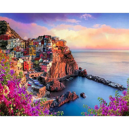 City Landscape Paint by Numbers Kit – DIY Canvas Painting for Adults with Frame & Oil Colors