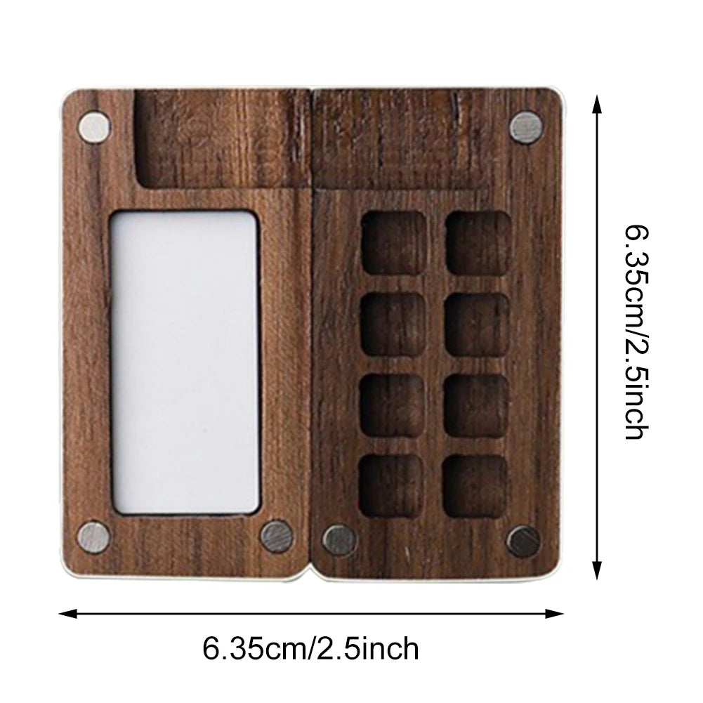 Travel Paint Palette Mini Watercolor Palette Set with Clip Portable Watercolor Set Wooden Grid Box