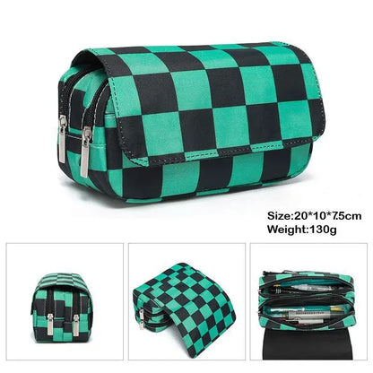 Anime Demon Slayer Pencil Case: Student Bilayer Storage Bag, Cartoon Pen Box, Cosplay Props Accessories