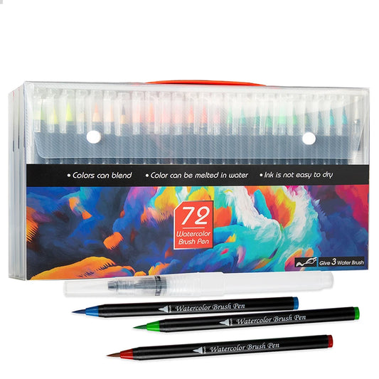 Watercolor Marker Set – 20, 48, 72 Colors Felt-Tip Brush Pens for Kids & Art Projects