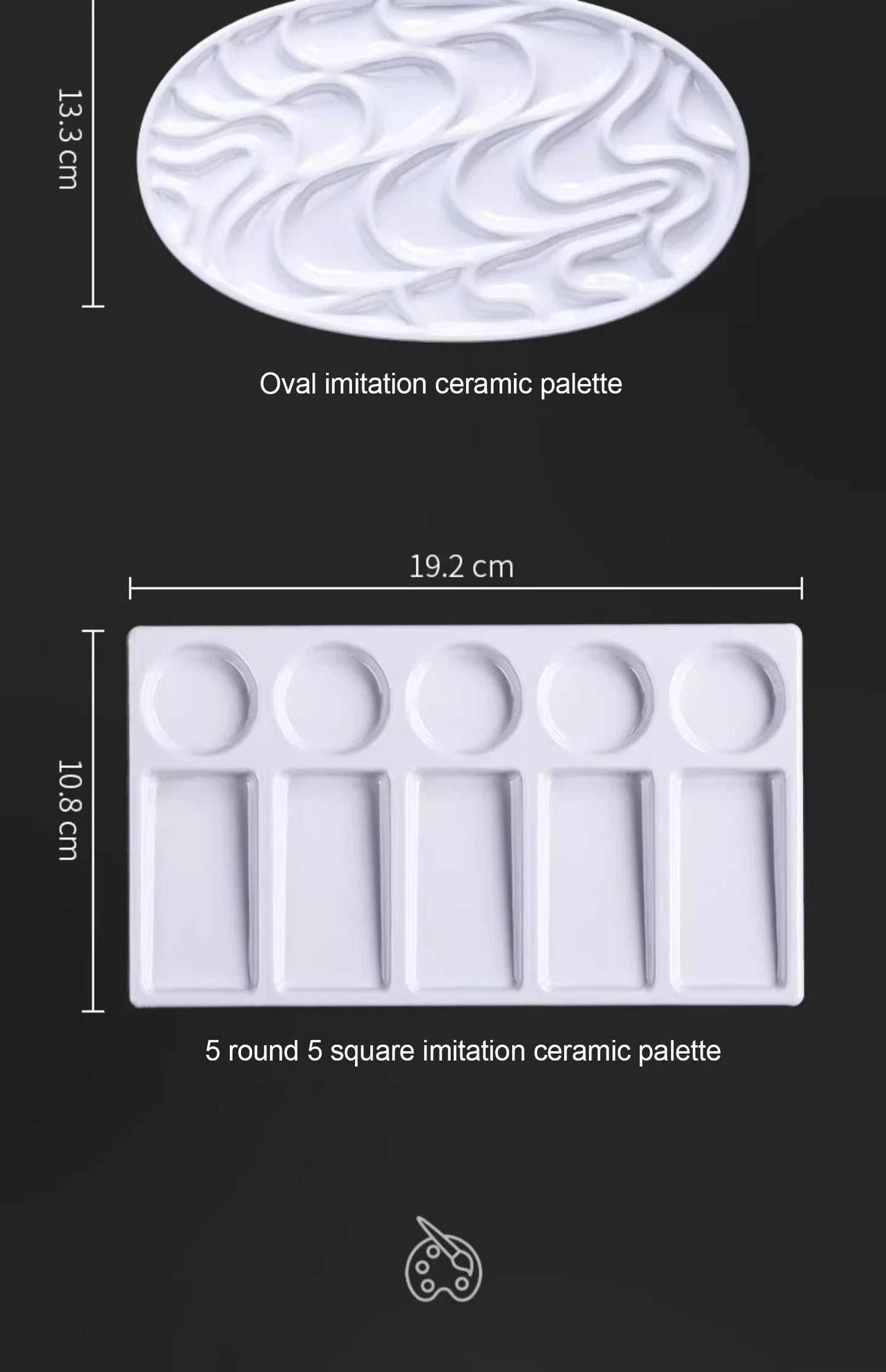 1/5/28 Grid Paint Tray White Imitation Ceramic Easy to Clean Pigment Palette for Artists Acrylic Watercolor Oil Painting