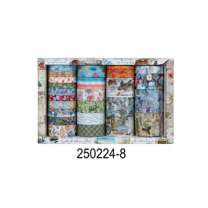 Retro Washi Tape Set – 18 to 24 Rolls per Box for DIY Crafts, Journals & Gift Wrapping