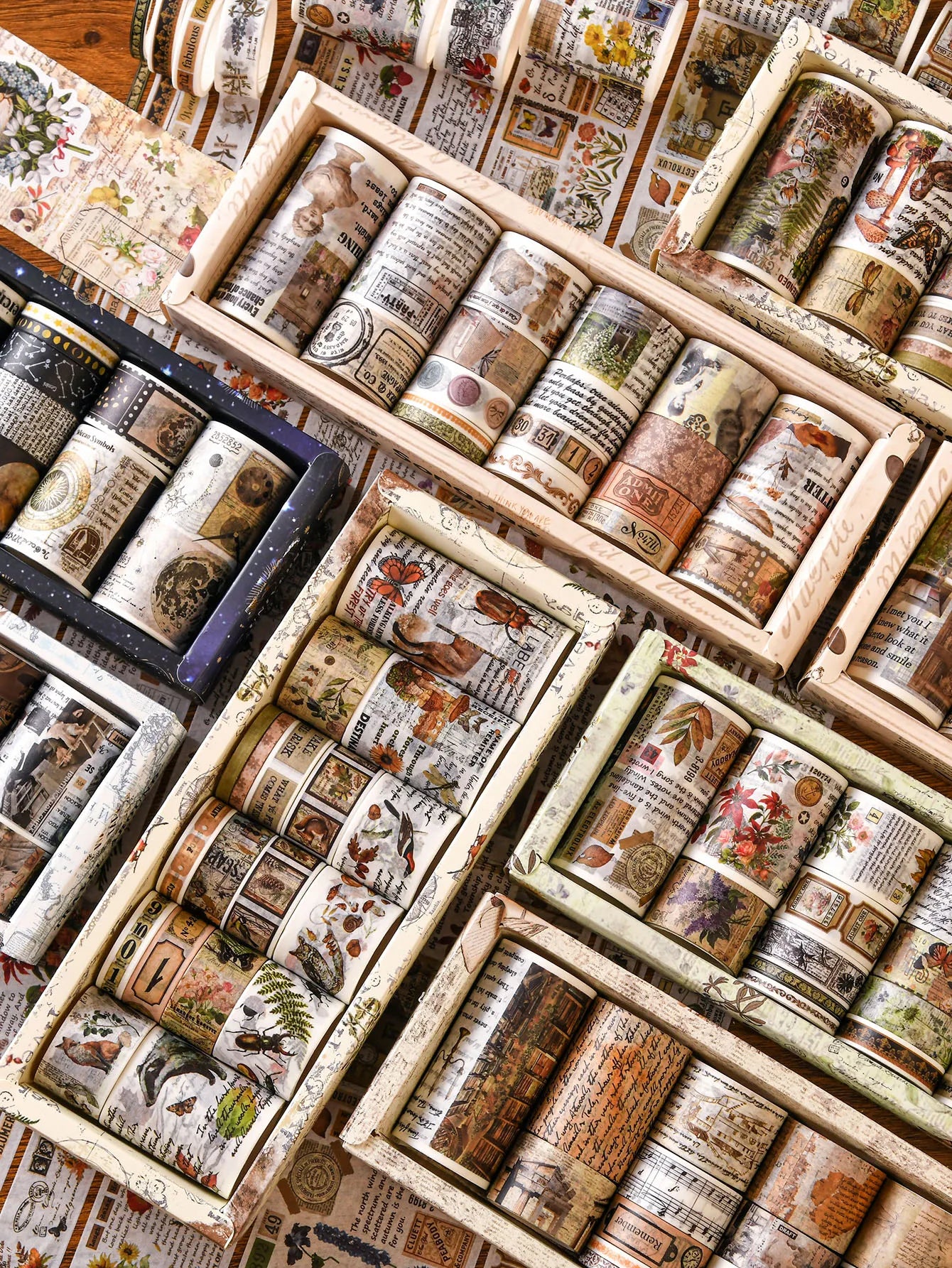 Retro Washi Tape Set – 18 to 24 Rolls per Box for DIY Crafts, Journals & Gift Wrapping