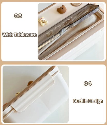 Simple Cute Portable Lunch Box, With Compartment & Microwave-Safe, Perfect for Work, School, or Picnics