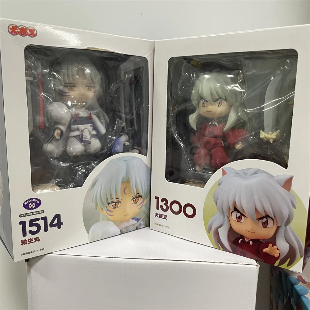 Cute Inuyasha and Sesshoumaru Anime FIgurines, Kawaii Chibi Action Figures PVC Cute Toys 10 cm