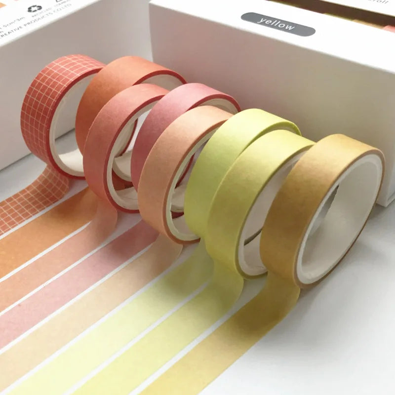 Pure Color Washi Tape Set – 8 Rolls per Box for Scrapbooking, Journals & School Supplies