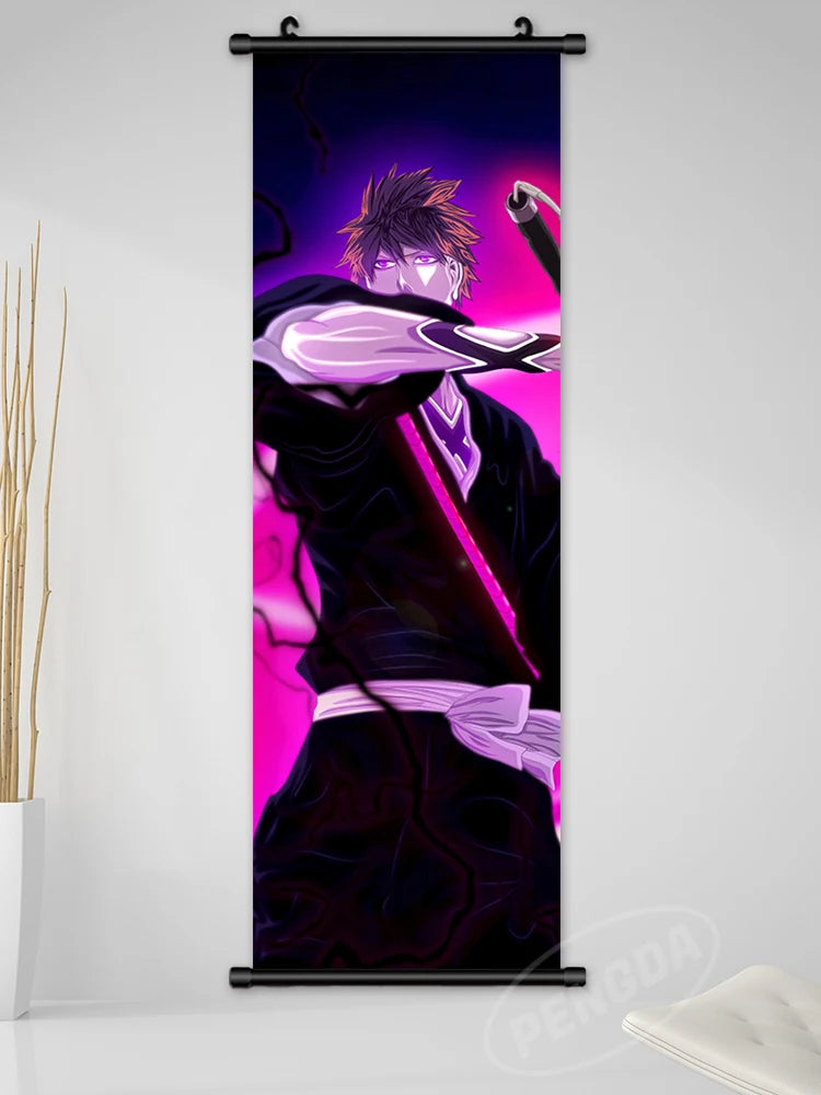 Bleach Canvas Scroll Posters, Wall Art Anime Artwork Painting Anime Hanging Poster