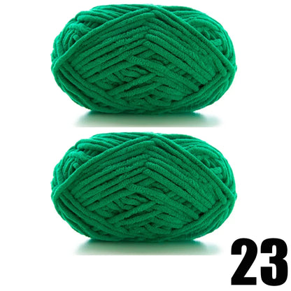 Thick Velvet Chenille Yarn – 2pcs x 50g Soft Knitting Yarn for DIY Scarves, Hats & Crafts