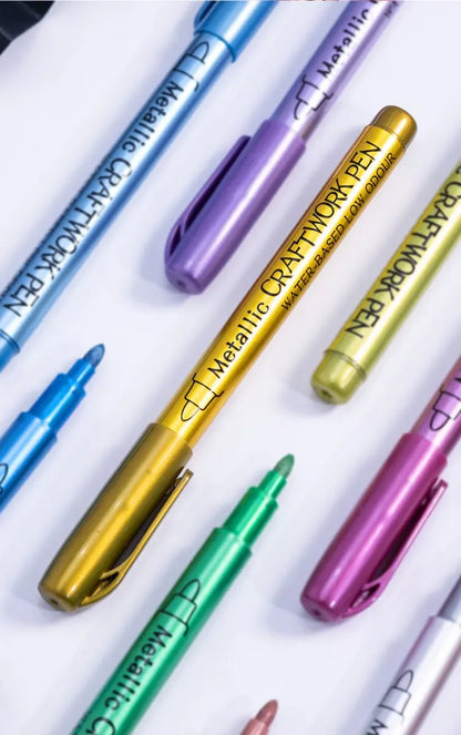 12 Colors Metallic Markers Pens Silver Gold Paint Pens for Black Paper, Glass, Rock Painting