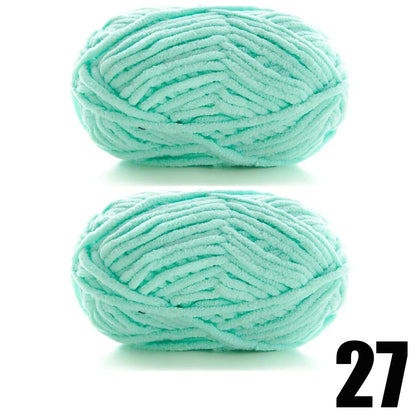 Thick Velvet Chenille Yarn – 2pcs x 50g Soft Knitting Yarn for DIY Scarves, Hats & Crafts