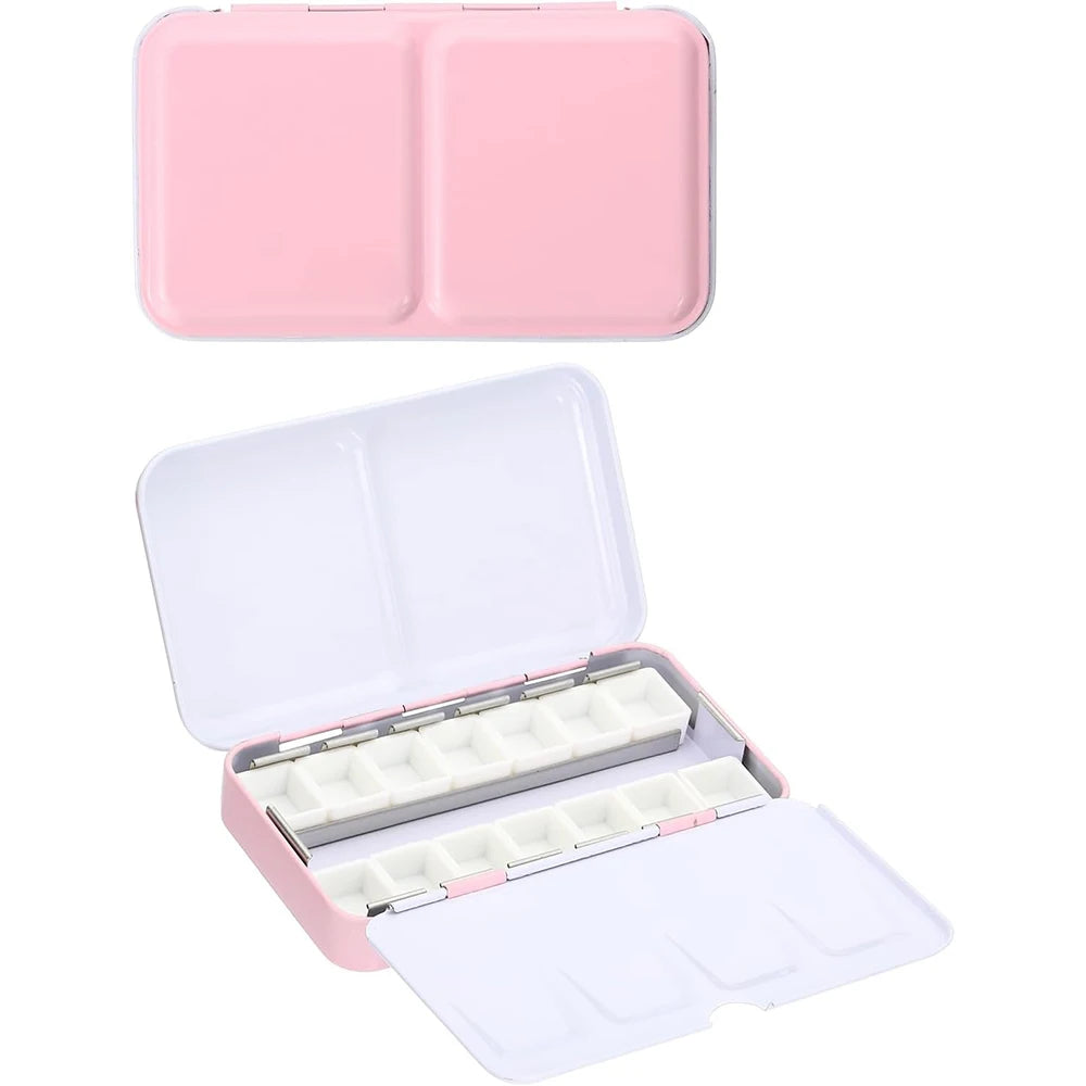 Empty Watercolor Palette with 14 Half Pans Metal Empty Watercolor Tin Palette Paint Case for DIY Travel