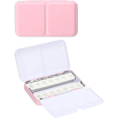 Empty Watercolor Palette with 14 Half Pans Metal Empty Watercolor Tin Palette Paint Case for DIY Travel