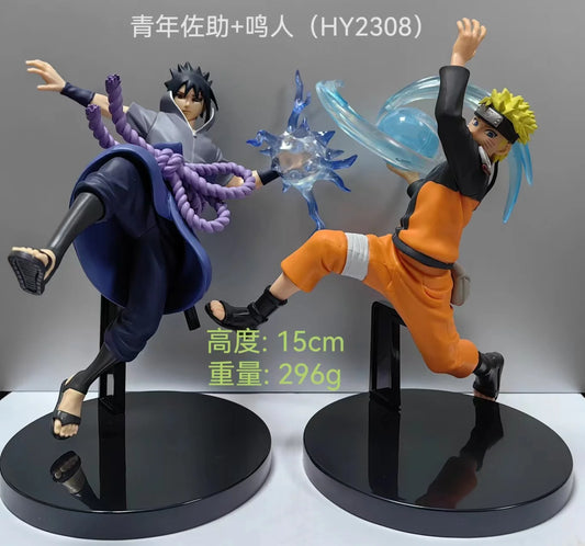 Naruto Shippuden Anime Figures, UZUMAKI NARUTO, Sasuke Uchiha Battle Pose Rasengan Chidori PVC 15 CM