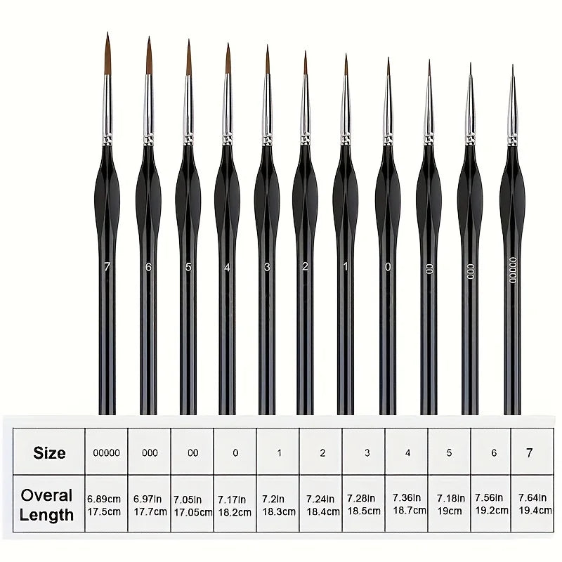 Precision Paint Brush Set for Fine Detail - Durable Miniature Brushes with Micro Tips 11 PCS