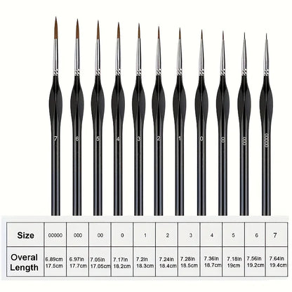 Precision Paint Brush Set for Fine Detail - Durable Miniature Brushes with Micro Tips 11 PCS