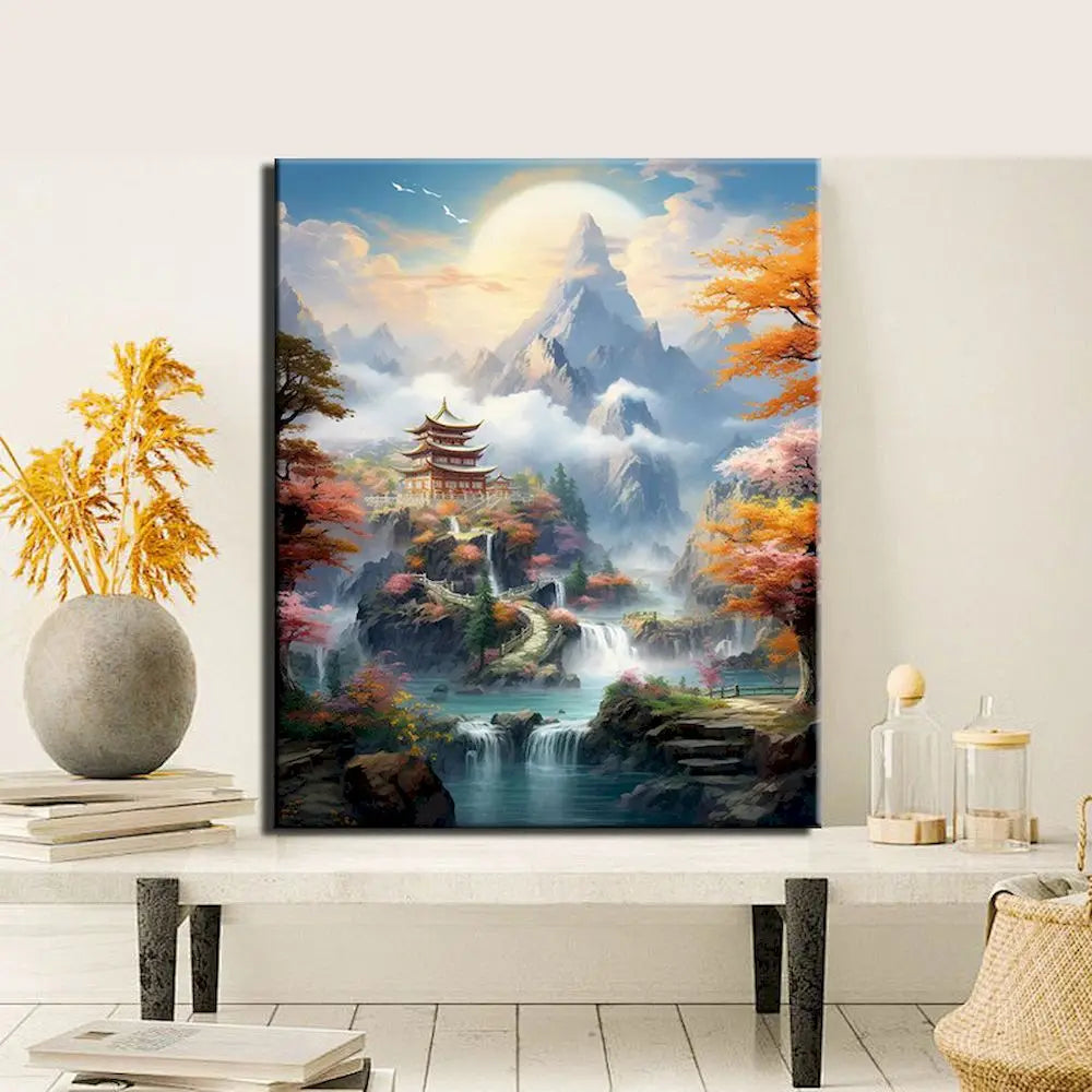 Sailing Ships and Landscape Paint by Numbers Kit – DIY Nature Landscape Acrylic Painting on Canvas for Adults