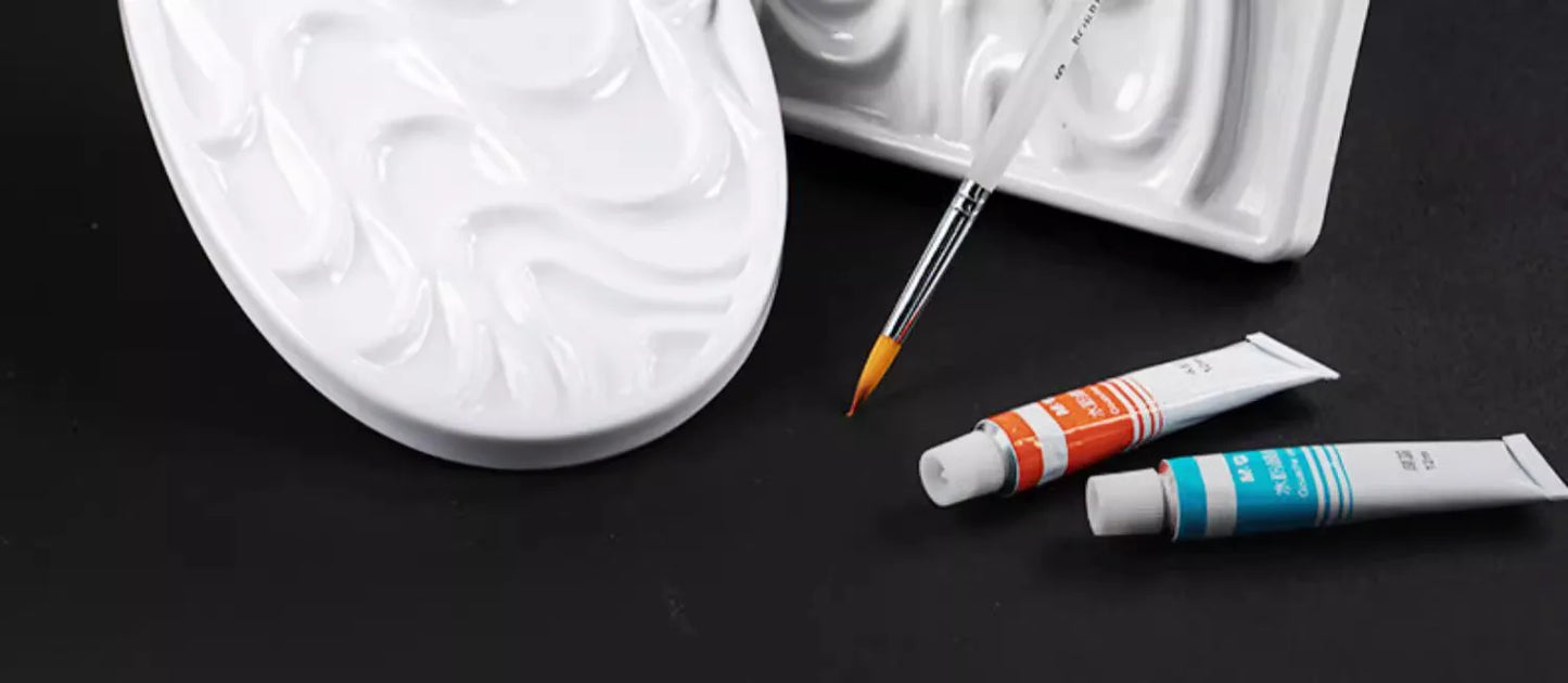 1/5/28 Grid Paint Tray White Imitation Ceramic Easy to Clean Pigment Palette for Artists Acrylic Watercolor Oil Painting