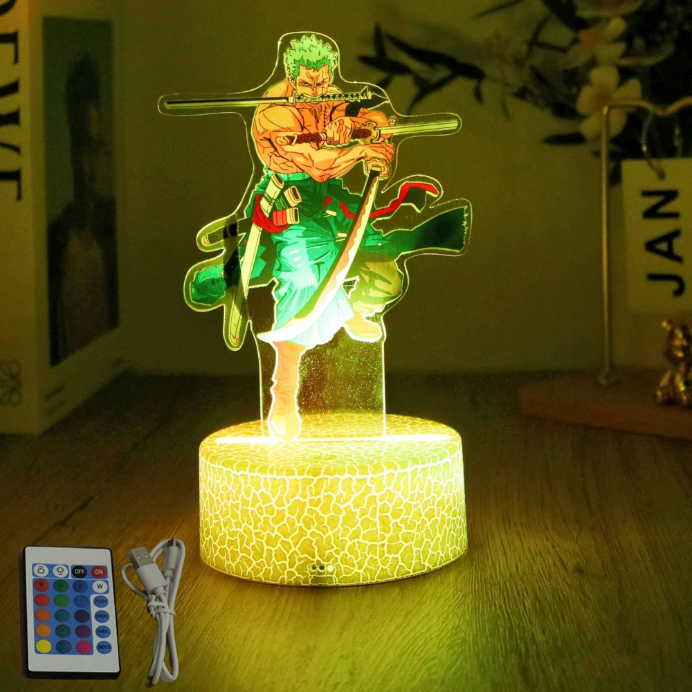 One Piece Anime Figures 3D Lamp PVC Action Collection Model Toys LED Night Light