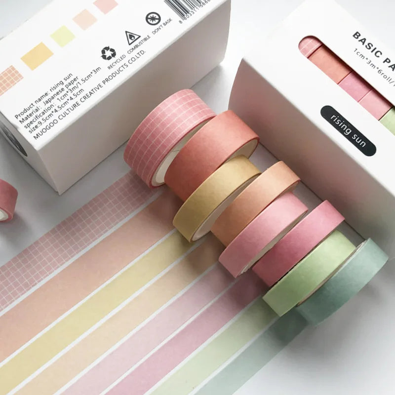 Pure Color Washi Tape Set – 8 Rolls per Box for Scrapbooking, Journals & School Supplies