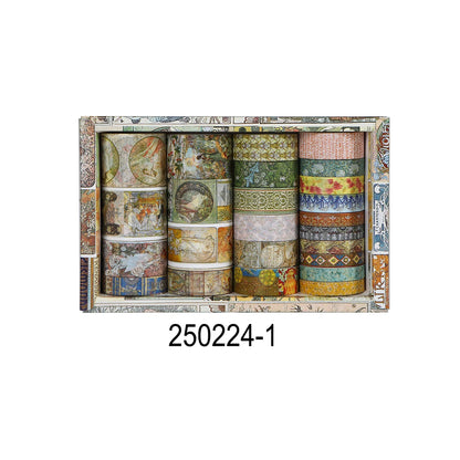 Retro Washi Tape Set – 18 to 24 Rolls per Box for DIY Crafts, Journals & Gift Wrapping
