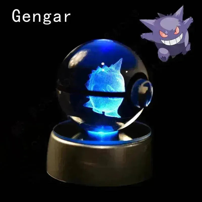 3D Pokemon Crystal Ball 5CM Mewtwo Pikachu Gengar Crystal Glass Pokemon Ball Pokeball Figure Night Light LED Lamp Base Gift - 29 Jigglypuff / 5CM - Otarealm