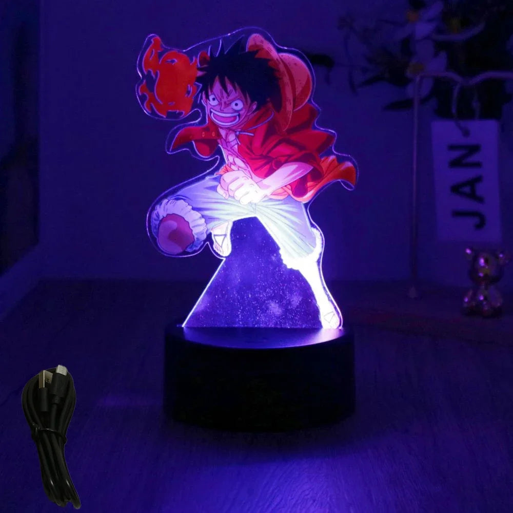 One Piece Anime Figures 3D Lamp PVC Action Collection Model Toys LED Night Light