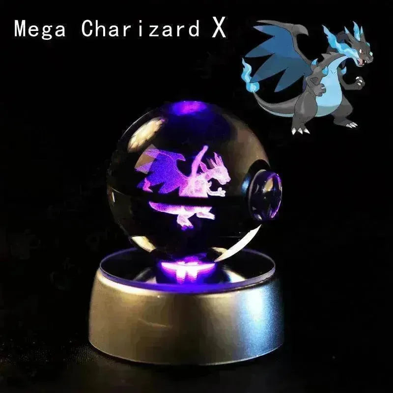 3D Pokemon Crystal Ball 5CM Mewtwo Pikachu Gengar Crystal Glass Pokemon Ball Pokeball Figure Night Light LED Lamp Base Gift - 29 Jigglypuff / 5CM - Otarealm