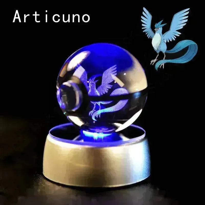 3D Pokemon Crystal Ball 5CM Mewtwo Pikachu Gengar Crystal Glass Pokemon Ball Pokeball Figure Night Light LED Lamp Base Gift - 29 Jigglypuff / 5CM - Otarealm