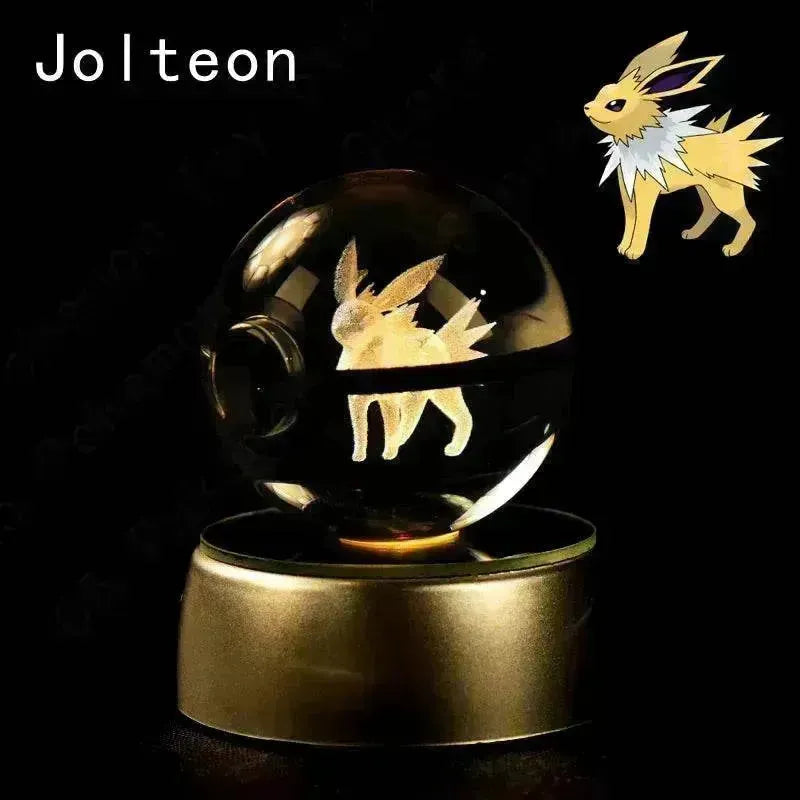 3D Pokemon Crystal Ball 5CM Mewtwo Pikachu Gengar Crystal Glass Pokemon Ball Pokeball Figure Night Light LED Lamp Base Gift - 29 Jigglypuff / 5CM - Otarealm