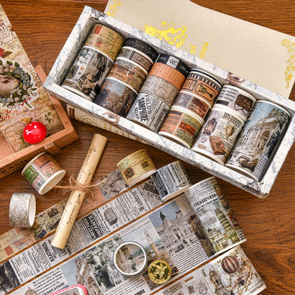 Retro Washi Tape Set – 18 to 24 Rolls per Box for DIY Crafts, Journals & Gift Wrapping
