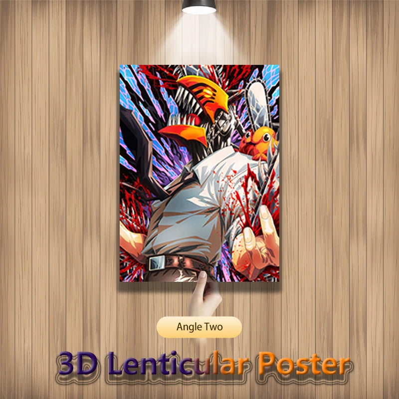 Chainsaw Man Power Makima Denji Anime 3D Effect Poster, Lenticular Posters Wall Art (Without Frame)