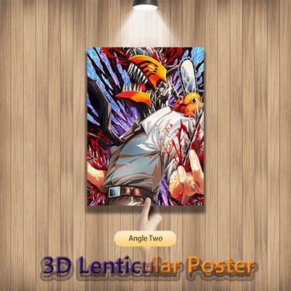 Chainsaw Man Power Makima Denji Anime 3D Effect Poster, Lenticular Posters Wall Art (Without Frame)