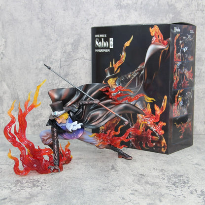 Flame Emperor Sabo Anime Figurine ,One Piece Action Figurines Fire Fist Revolutionary Army 22 CM