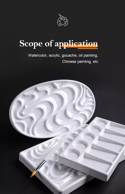 1/5/28 Grid Paint Tray White Imitation Ceramic Easy to Clean Pigment Palette for Artists Acrylic Watercolor Oil Painting