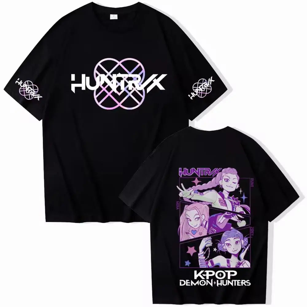 Kpop Demon Hunter Graphic T-shirt Unisex Comfortable Breathable Round Neck Anime Cartoon Design