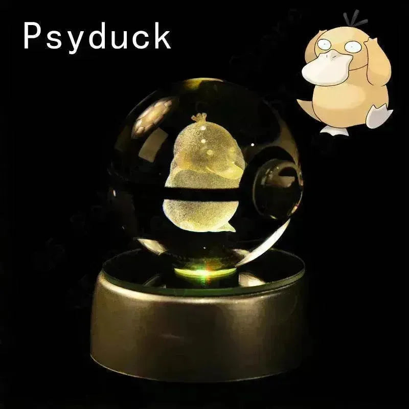 3D Pokemon Crystal Ball 5CM Mewtwo Pikachu Gengar Crystal Glass Pokemon Ball Pokeball Figure Night Light LED Lamp Base Gift - 29 Jigglypuff / 5CM - Otarealm