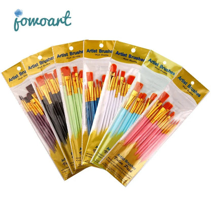 10-Piece Watercolor Brush Set – Multi-Functional Nylon Hair Brushes for Gouache, Oil & Acrylic Painting