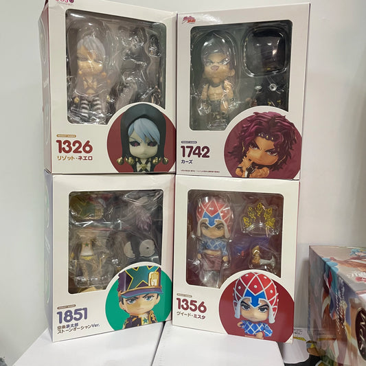 CUTE JOJO's Bizarre Adventure Anime Figures, Kawaii Chibi Guido Mista, Risotto Nero, Kars, Kujo Jotaro Action Figure PVC Toys Doll 10 cm