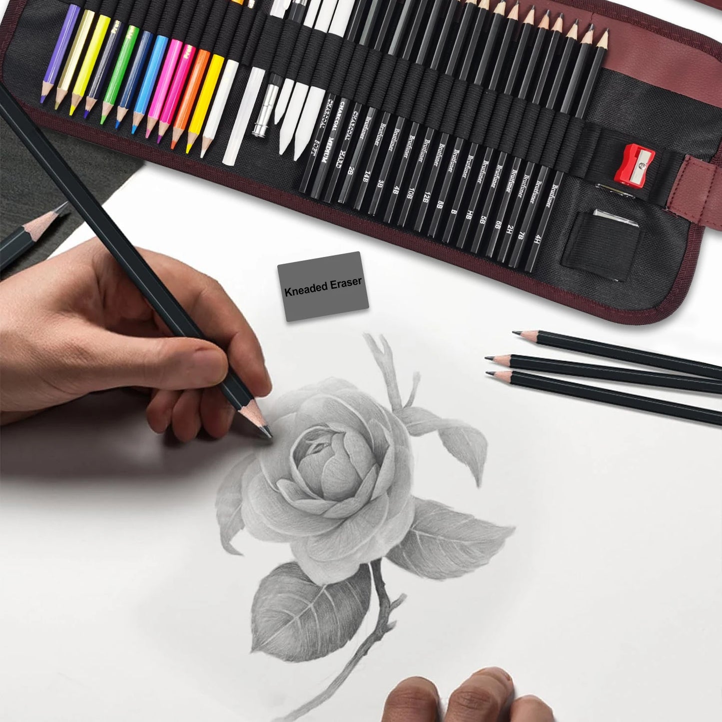 Colored Pencil Set – 36/38/50/72 Premium Artist Pencils with Handmade Canvas Wrap & Accessories