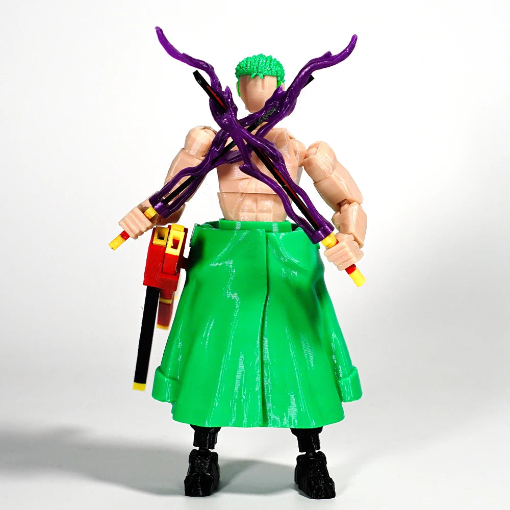CloudAnimeStudio Roronoa Zoro 3D Printed Anime Figurine, One Piece Action Figures Multi-Jointed Toys