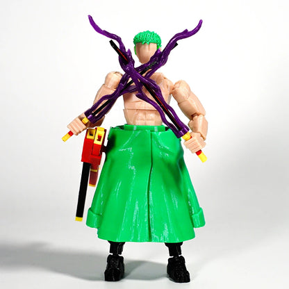 CloudAnimeStudio Roronoa Zoro 3D Printed Anime Figurine, One Piece Action Figures Multi-Jointed Toys