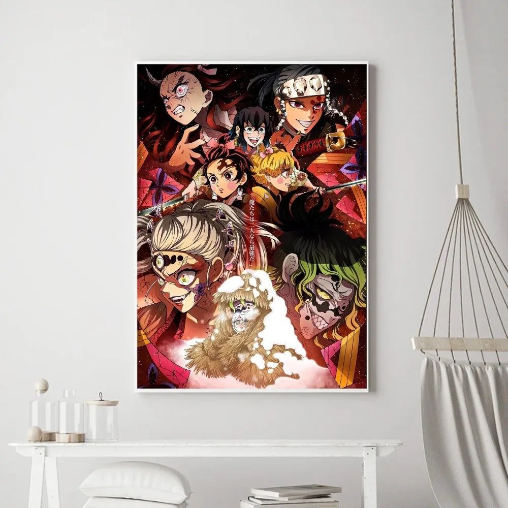 Demon Slayer Classic Anime Wall Art Poster Prints, Painting Bedroom Living Room Wall Bar Restaurant Decor