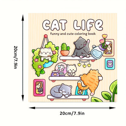 Cat’s Daily Life Coloring Book – 28 Pages of Relaxing Art for Adults | Perfect for Valetine's & Birthday Gifts