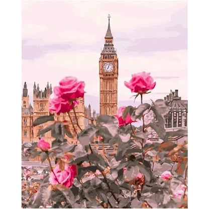 City Landscape Paint by Numbers Kit – DIY Canvas Painting for Adults with Frame & Oil Colors