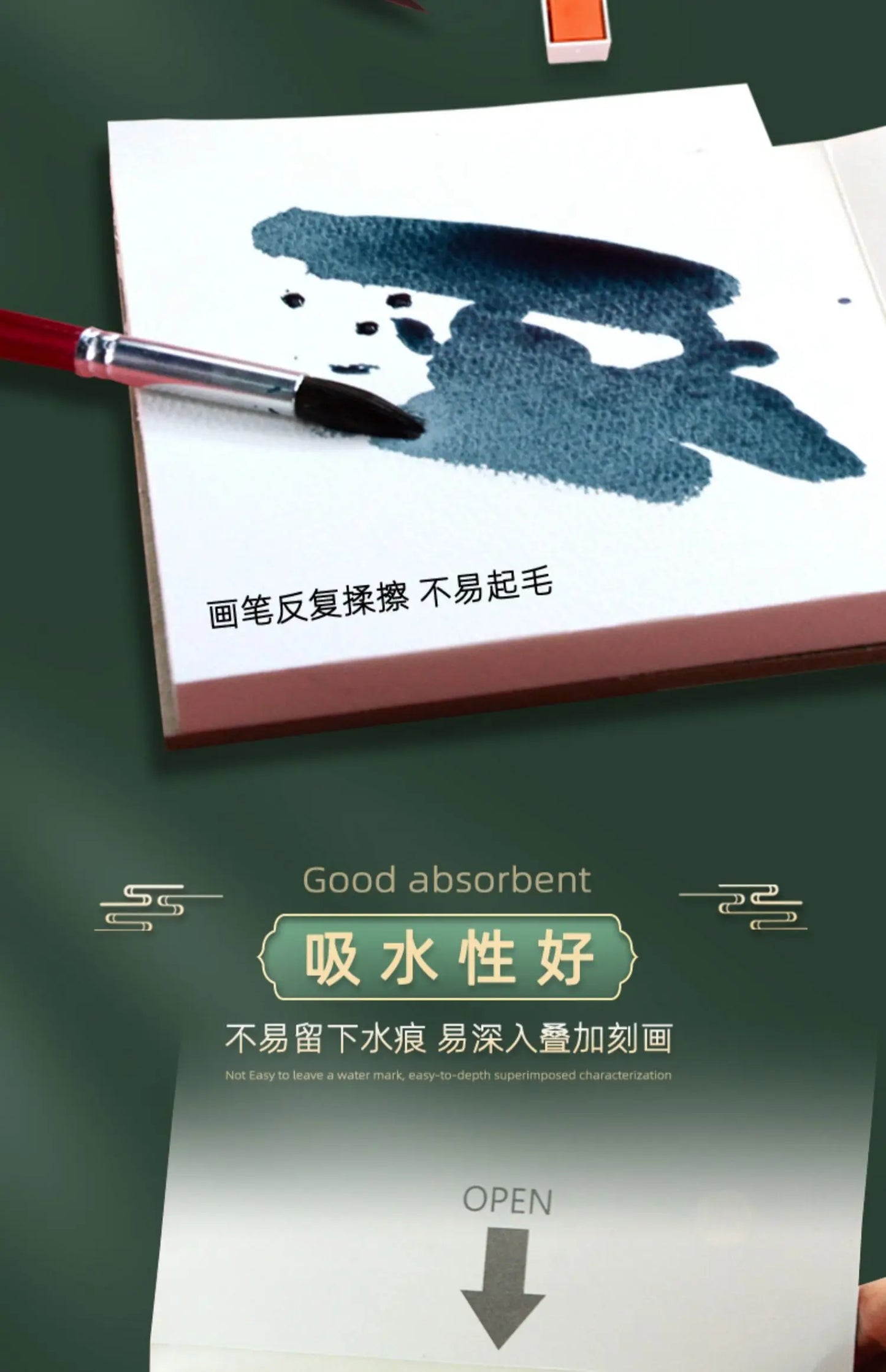 Premium Watercolor Paper Block – 20 Sheets, 300 GSM (140 LB) Acid-Free, Glue Bound for Wet & Dry Media