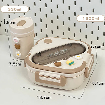 Simple Cute Portable Lunch Box, With Compartment & Microwave-Safe, Perfect for Work, School, or Picnics